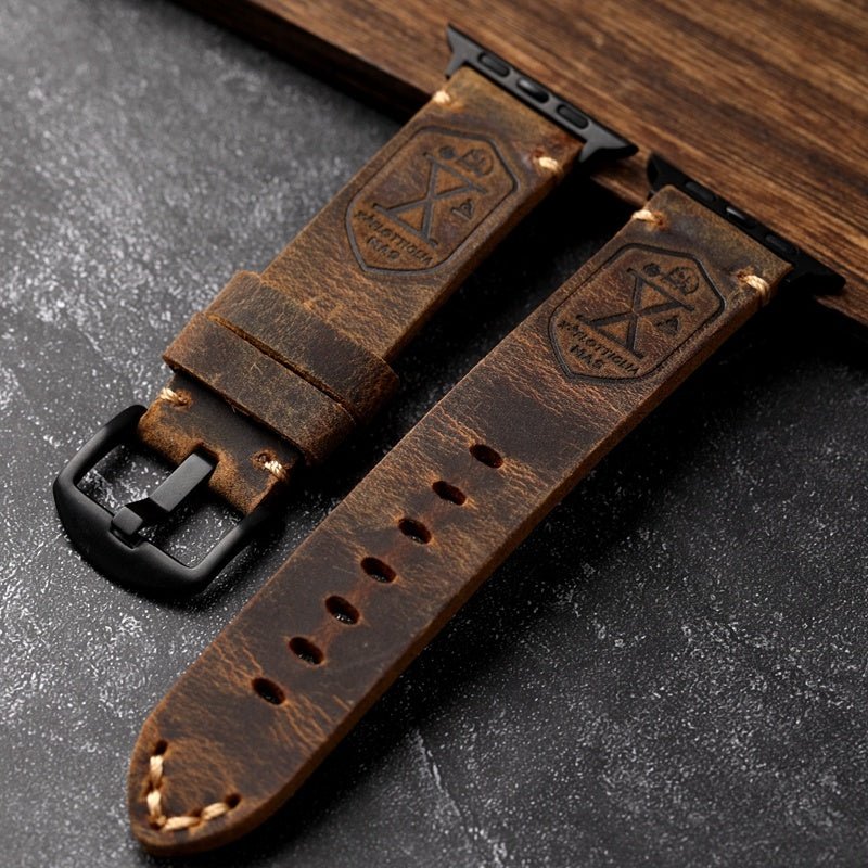 HeritageCraft™ Handmade Smartwatch Vintage Leather Strap - Ecomosaic