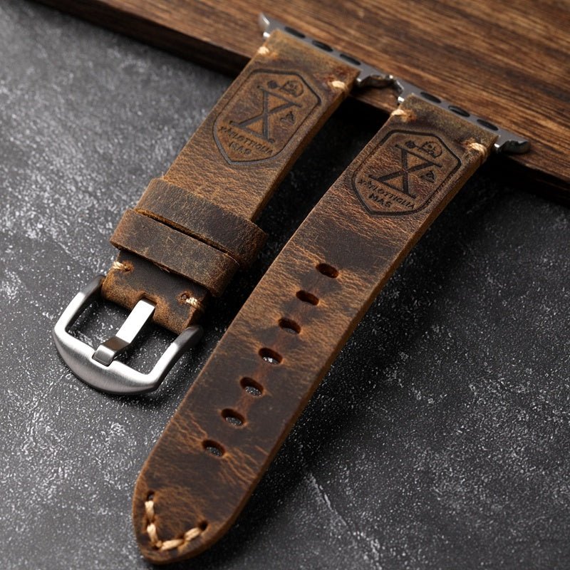 HeritageCraft™ Handmade Smartwatch Vintage Leather Strap - Ecomosaic
