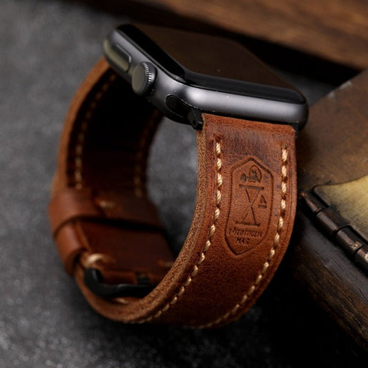 HeritageCraft™ Handmade Smartwatch Vintage Leather Strap - Ecomosaic