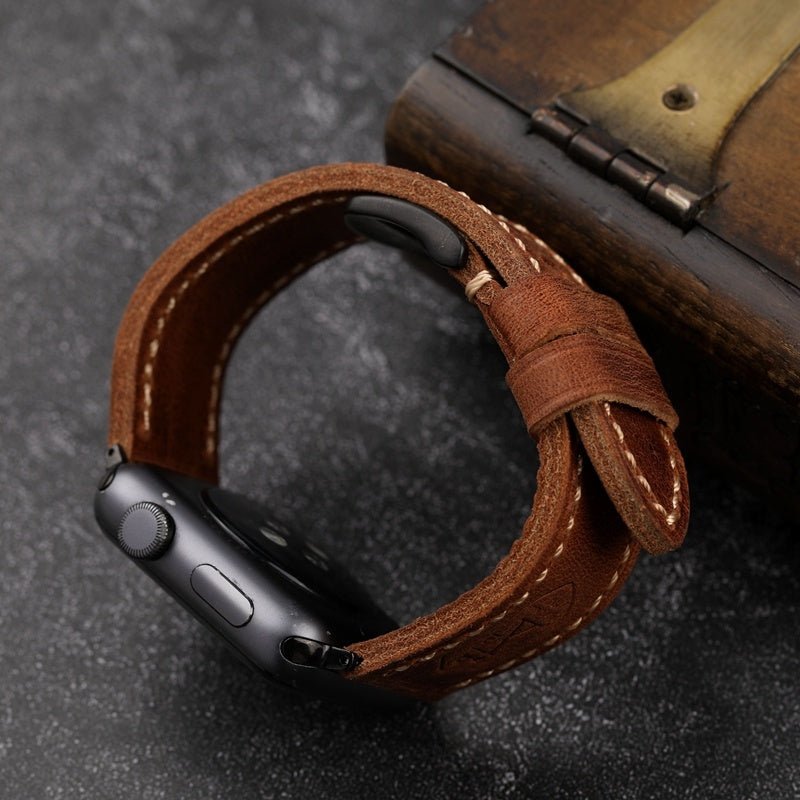 HeritageCraft™ Handmade Smartwatch Vintage Leather Strap - Ecomosaic