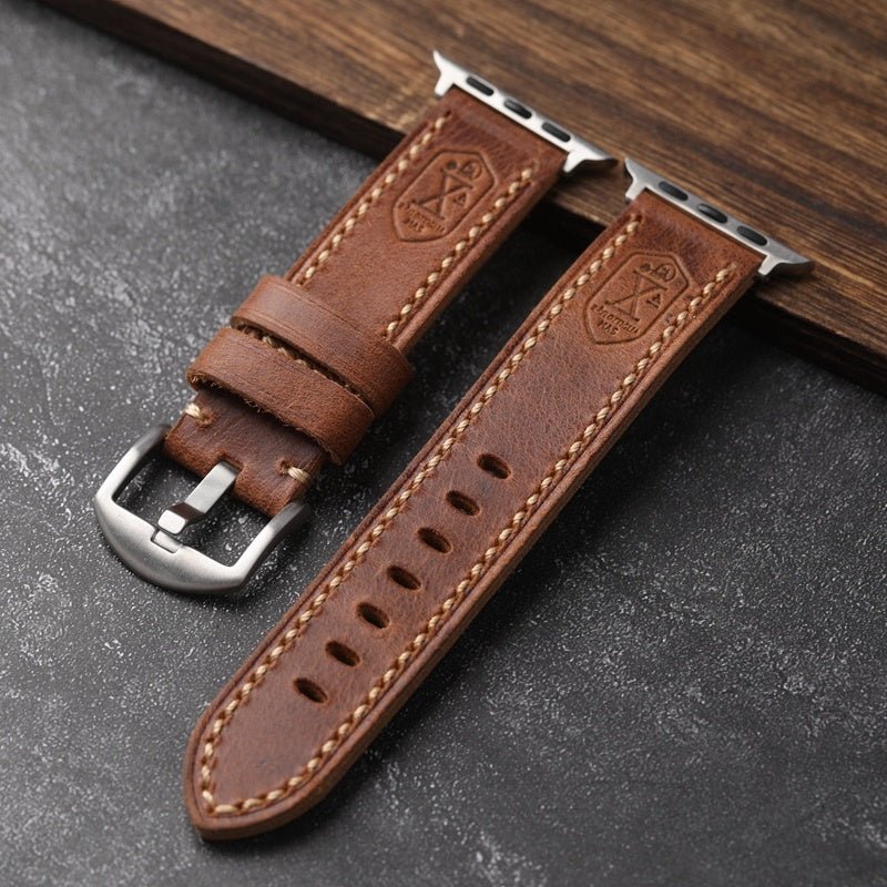 HeritageCraft™ Handmade Smartwatch Vintage Leather Strap - Ecomosaic