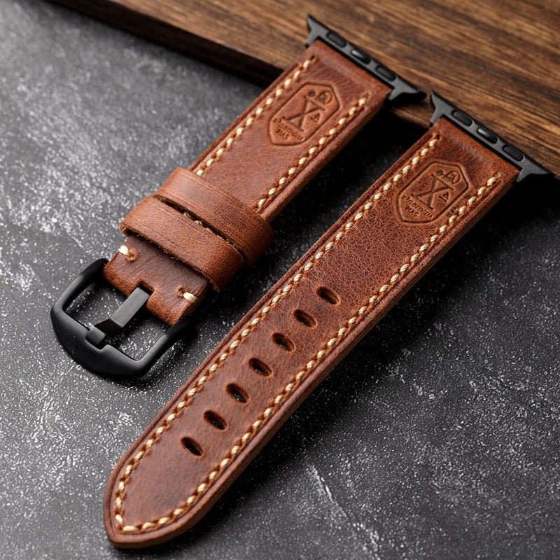 HeritageCraft™ Handmade Smartwatch Vintage Leather Strap - Ecomosaic