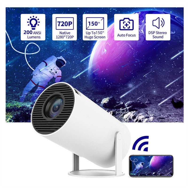 Smart HD™ Mini Projector Auto Focus, 180° Projection Angle, - Ecomosaic
