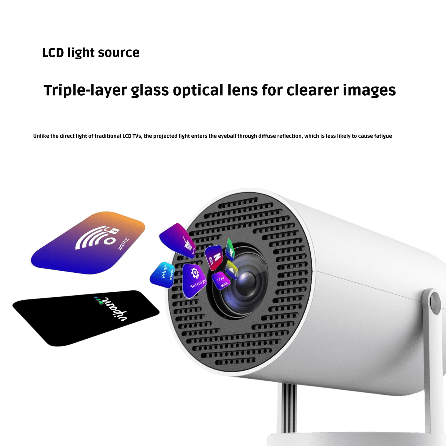 Smart HD™ Mini Projector Auto Focus, 180° Projection Angle, - Ecomosaic