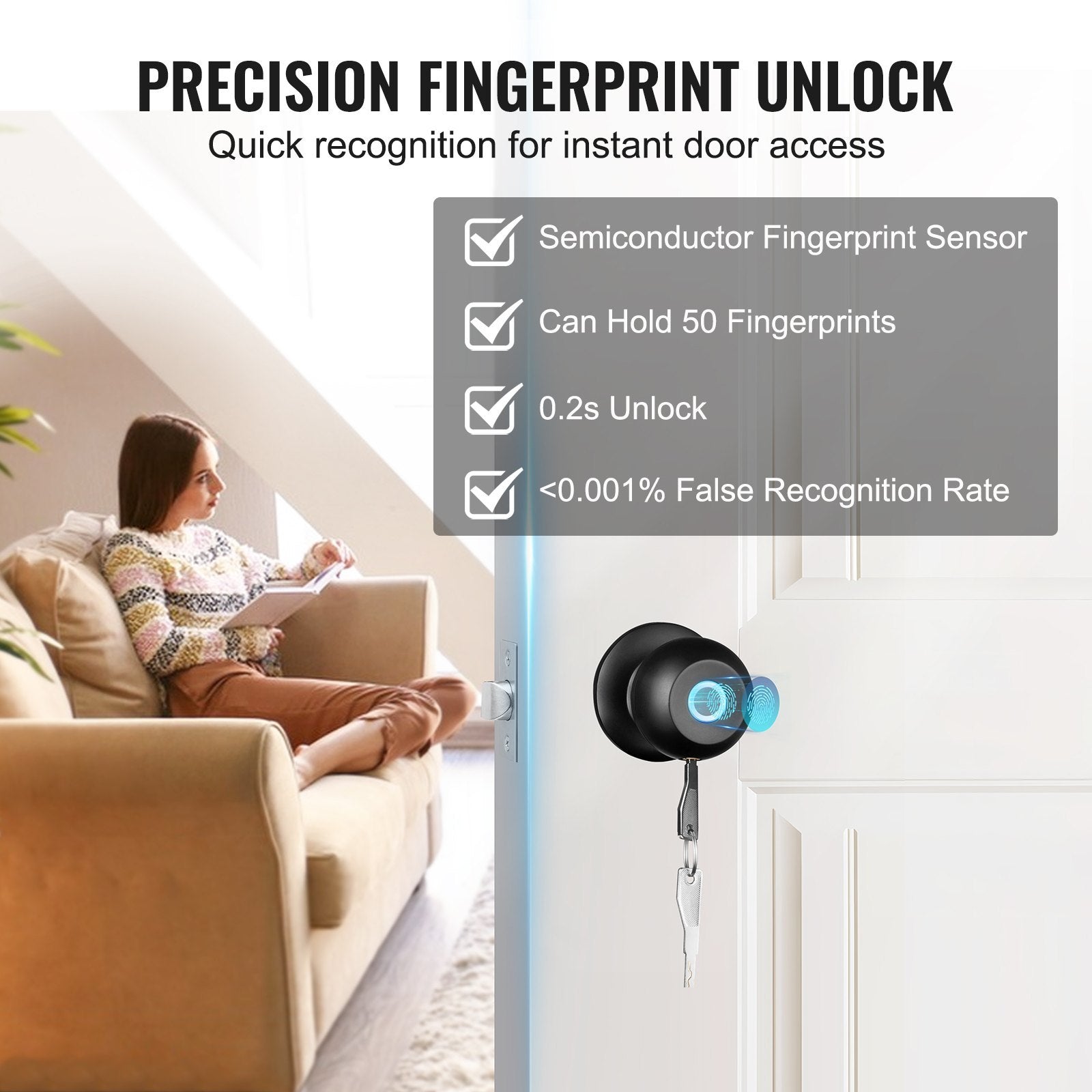 TrustTouch™ Biometric Smart Doorknob with Mobile Control - Ecomosaic