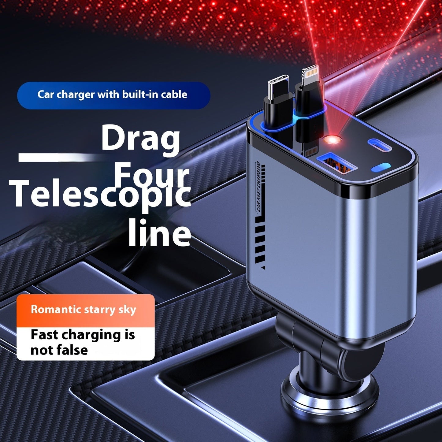 TurboGlow™ 120W RGB Car Charger with Starry Top - Ecomosaic