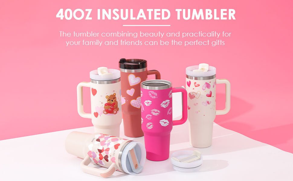 Organic 40 Oz Tumbler with Straw & Handle – Perfect for Work, Gym, or Travel - Ecomosaic