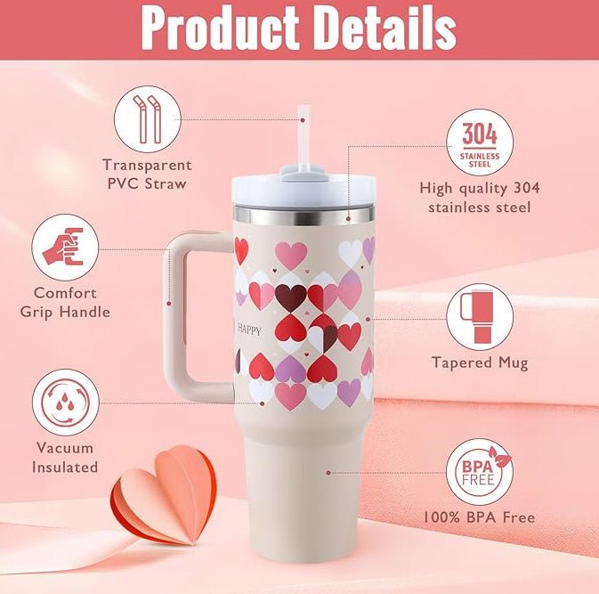 Organic 40 Oz Tumbler with Straw & Handle – Perfect for Work, Gym, or Travel - Ecomosaic