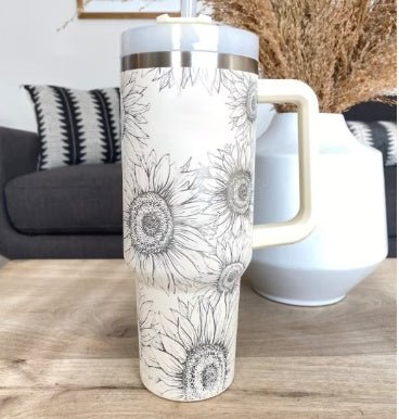 Organic 40 Oz Tumbler with Straw & Handle – Perfect for Work, Gym, or Travel - Ecomosaic