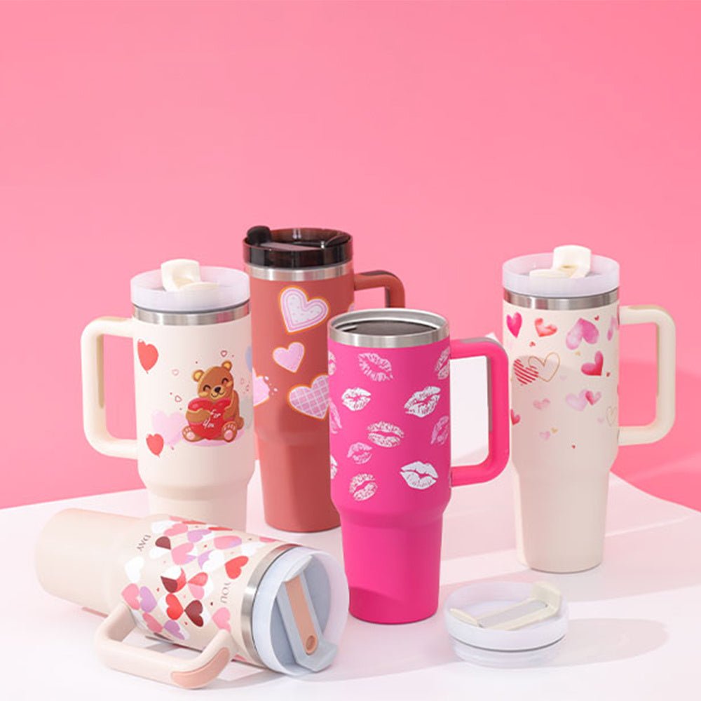 Organic 40 Oz Tumbler with Straw & Handle – Perfect for Work, Gym, or Travel - Ecomosaic